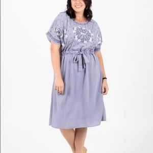 Embroidered Tie Dress in Lavender